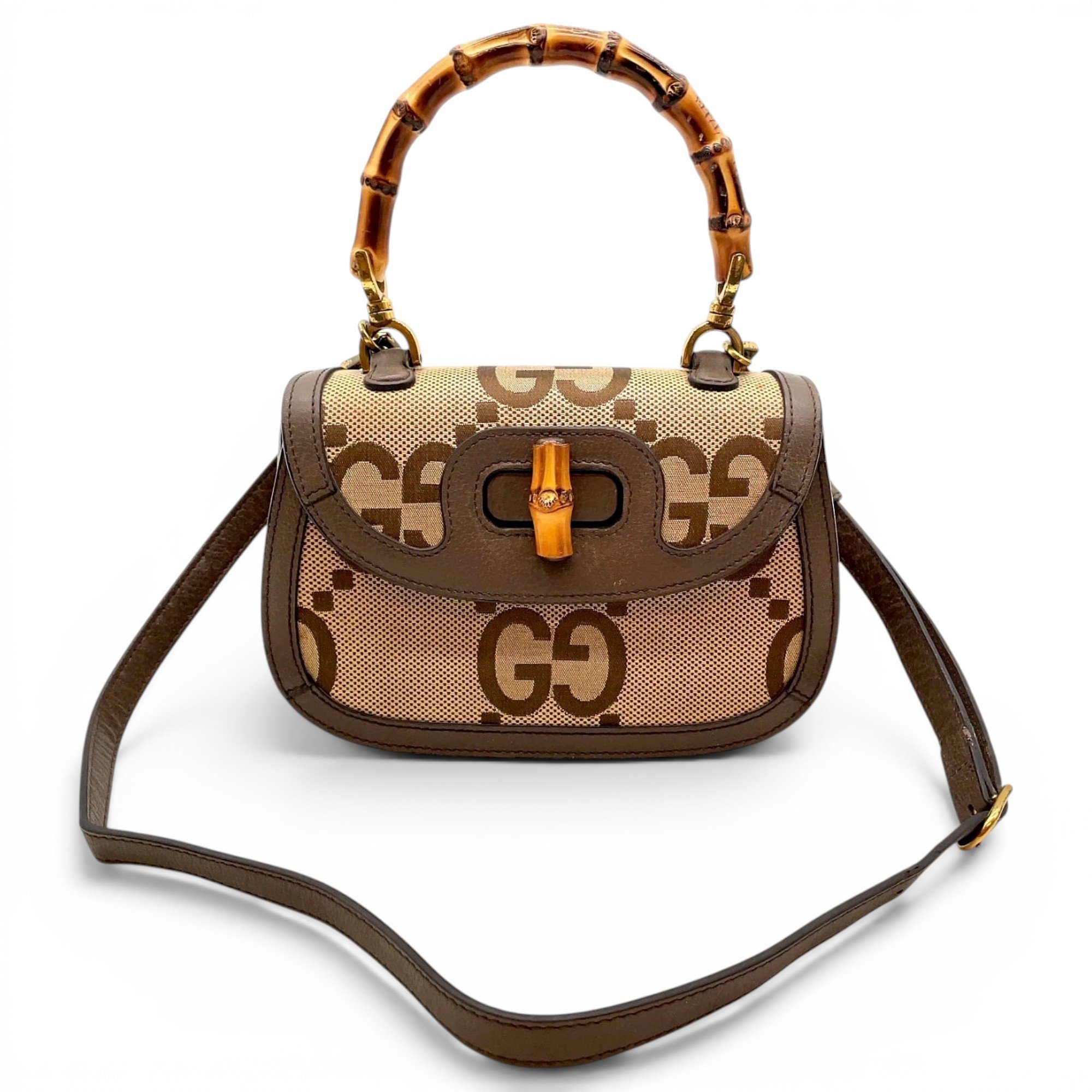 Convertible Bamboo Top Handle leather handbag