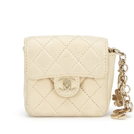 Chanel Light Beige Quilted Lambskin Micro Flap Charm Bag Gold Hardware, 2002-2003