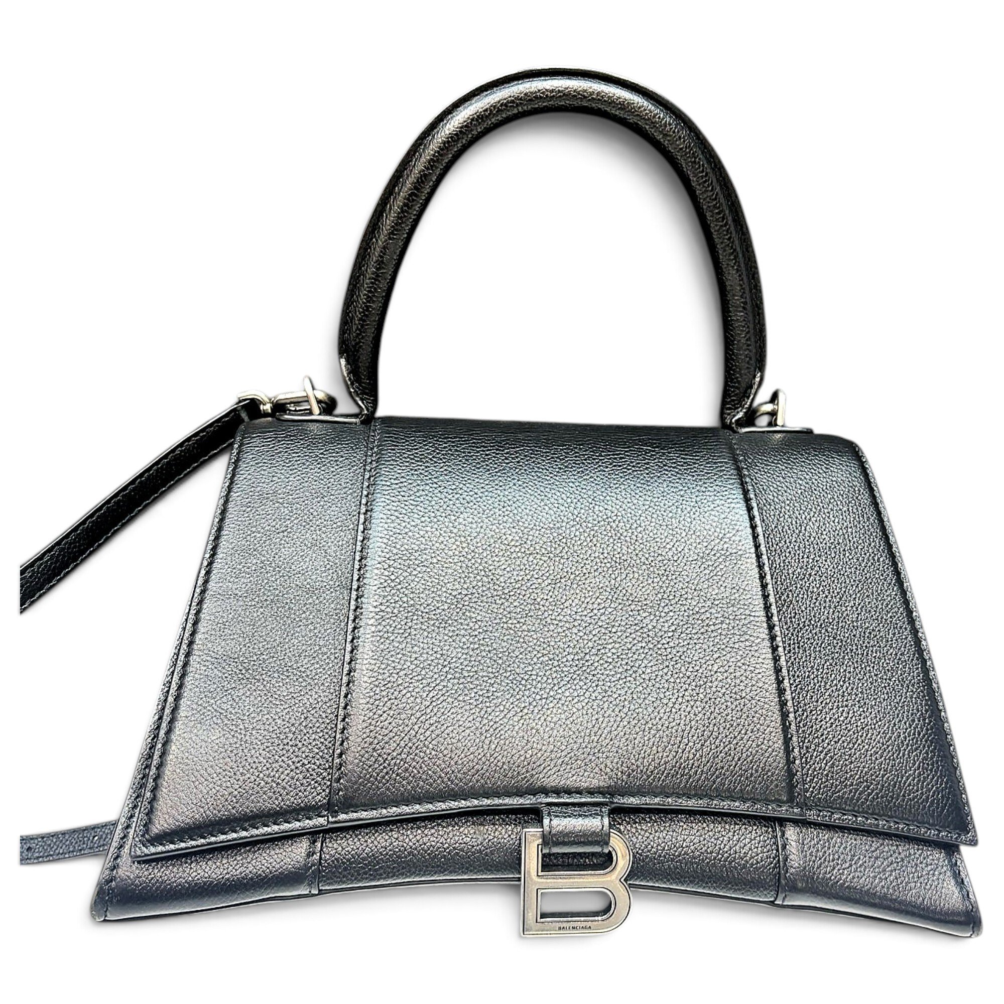 Hourglass leather handbag