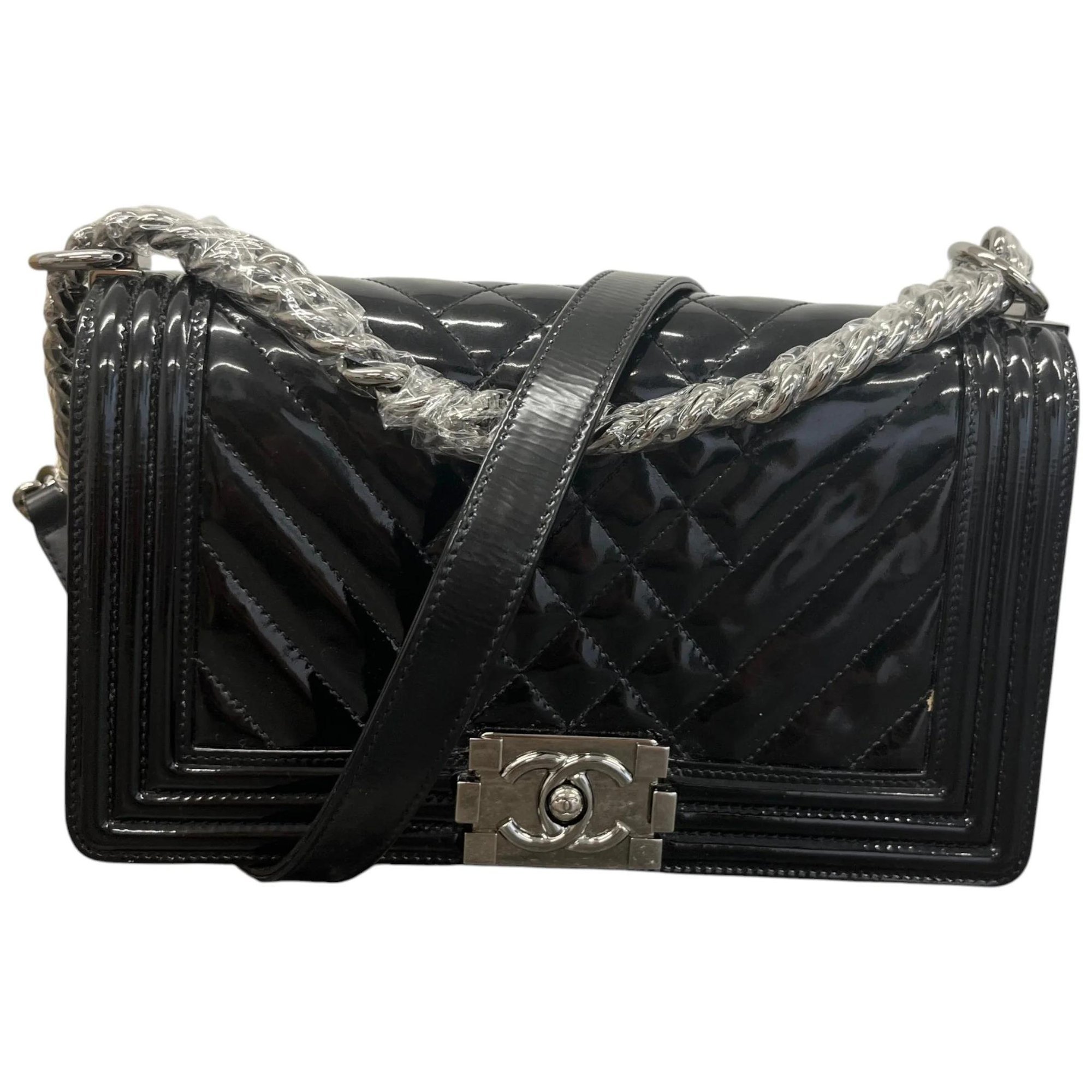 Patent leather handbag
