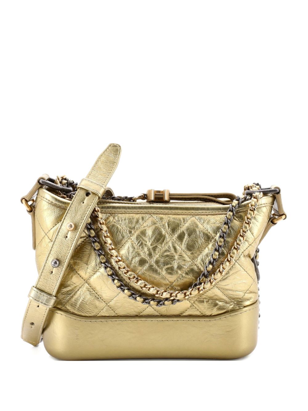 Gabrielle Quilted Metallic Aged Calfskin Small hobo bag