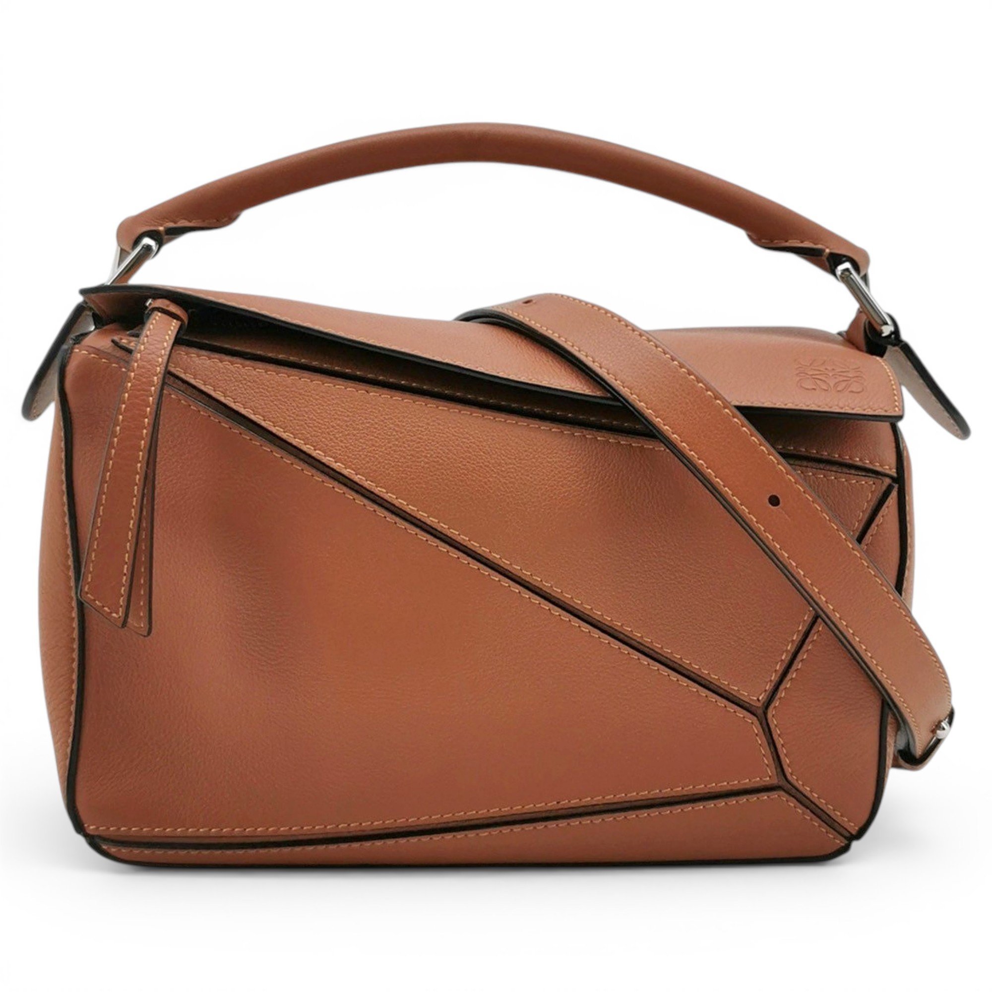 Puzzle leather handbag