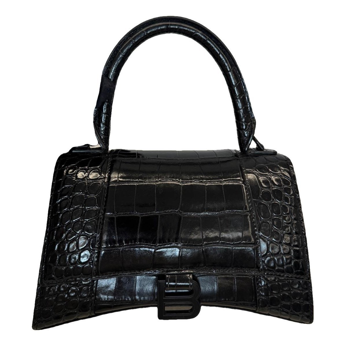 Hourglass leather handbag