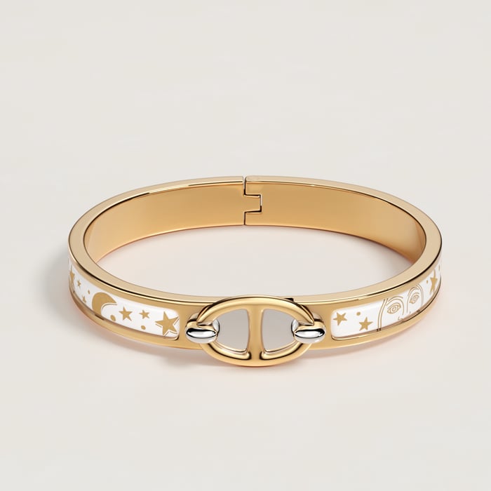 Orfèvre Jaune or Blanc Mini Clic Chaine d'Ancre Gloria Soli Bracelet