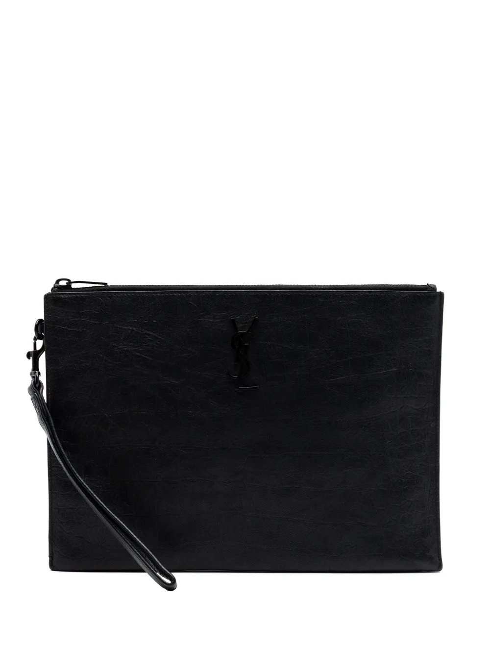 2021 Croc Embossed Leather Monogram Zip Pouch clutch bag