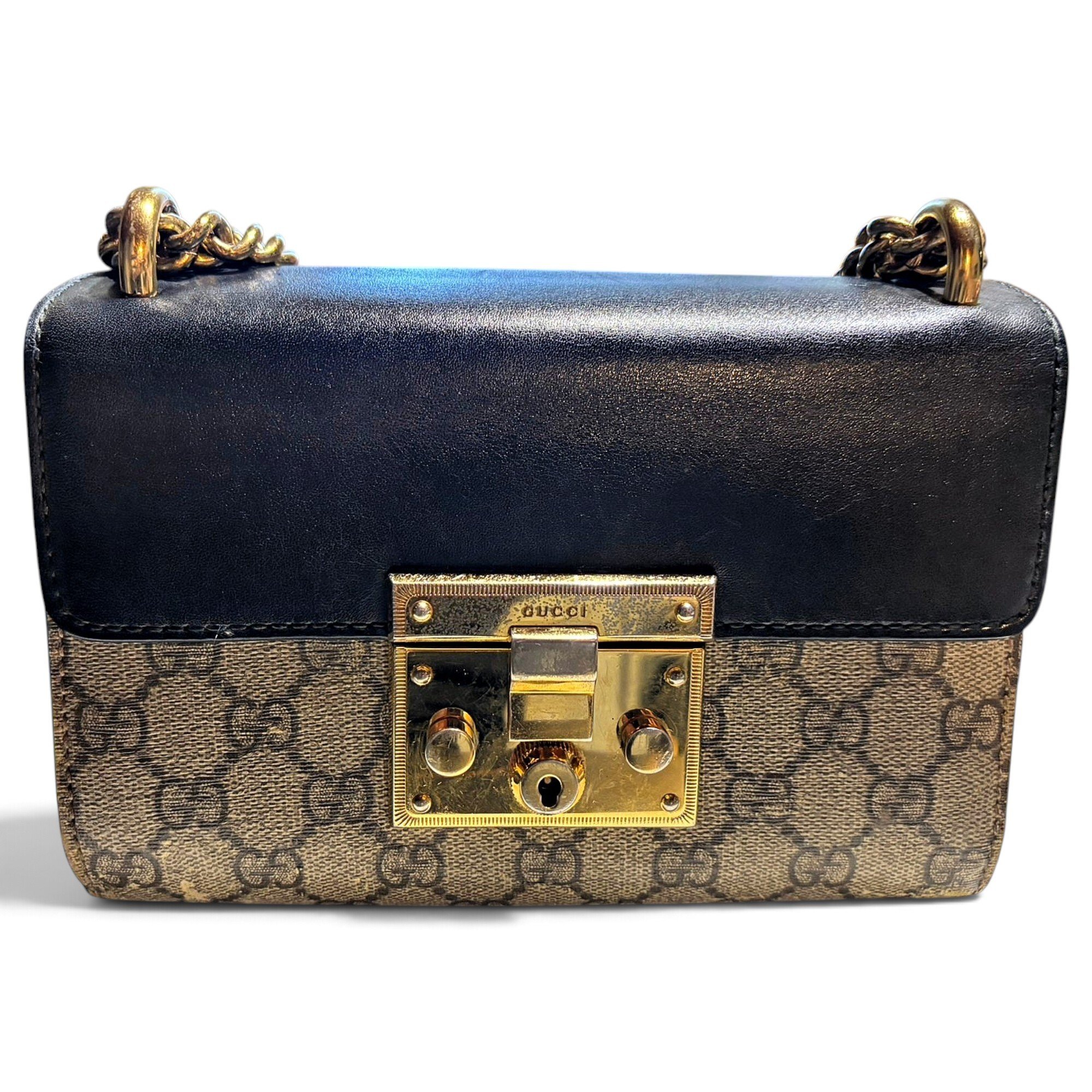 Padlock leather crossbody bag