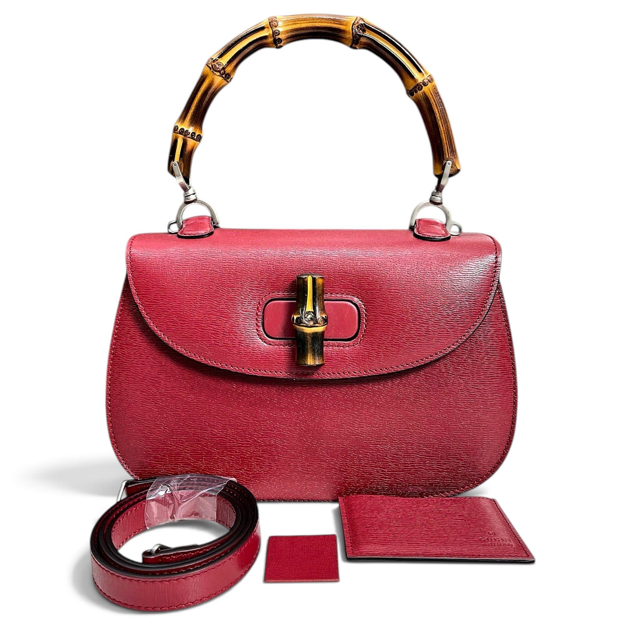 Convertible Bamboo Top Handle leather handbag