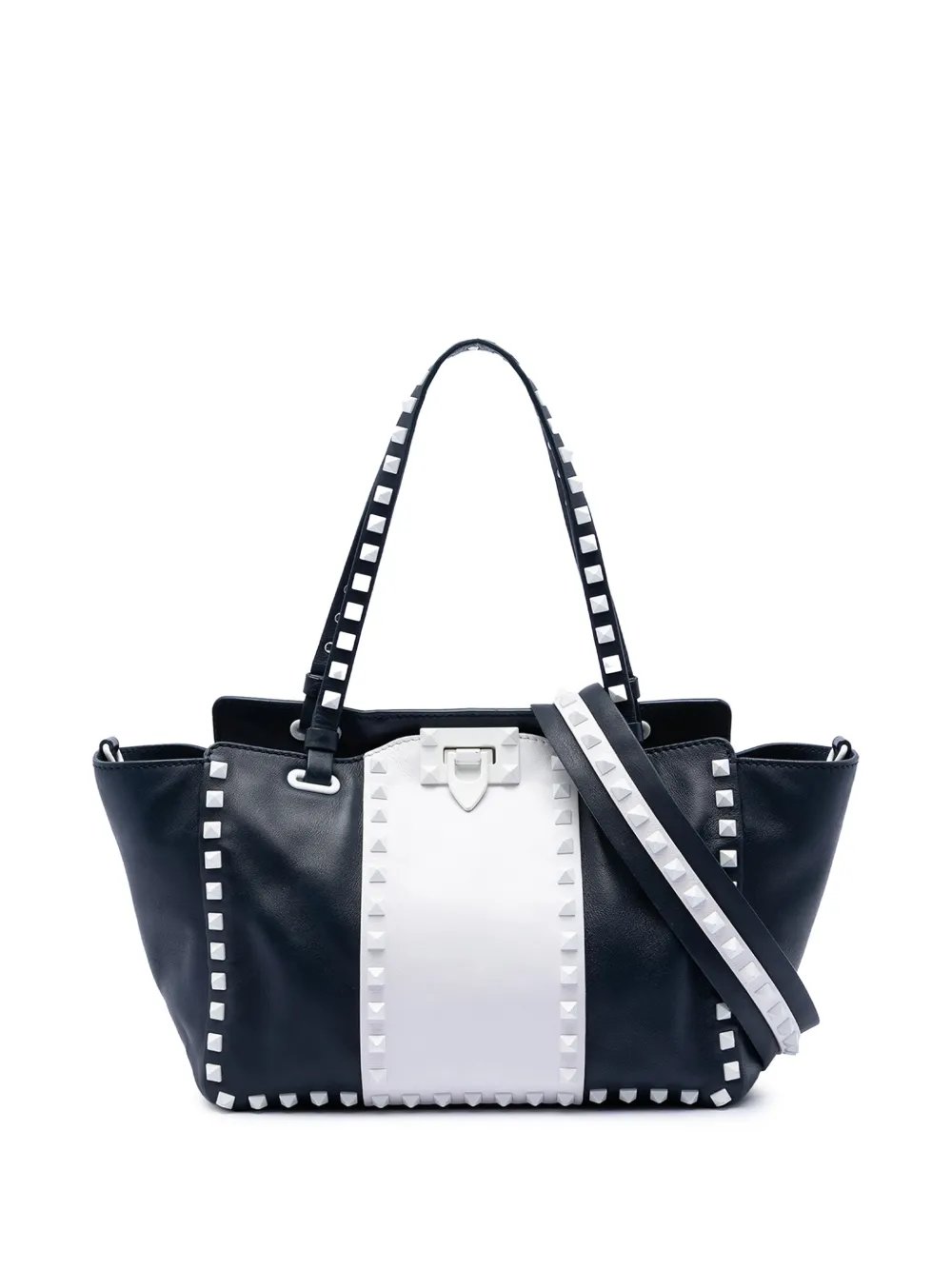 Valentino Garavani 2000-2017 Small Bicolor Leather Rockstud Double Handle Tote satchel