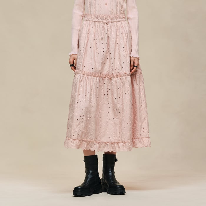 Rose Palomino Jupe Brodée