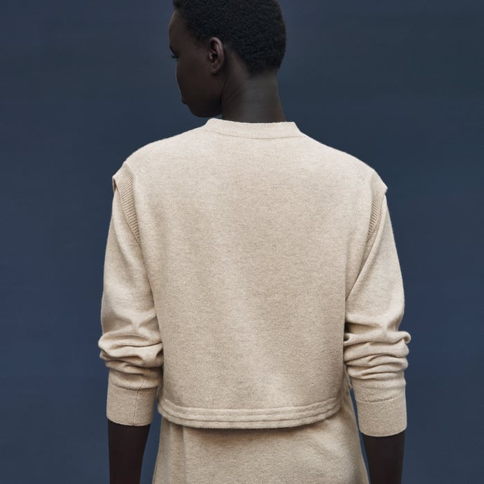 Beige Naturel Mid-length Cashmere Dress