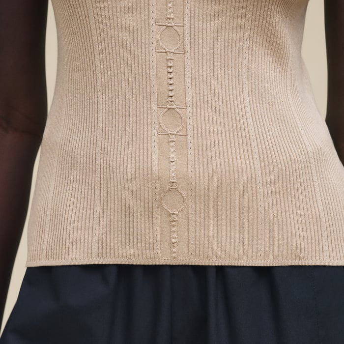 Beige Silice Débardeur En Soie