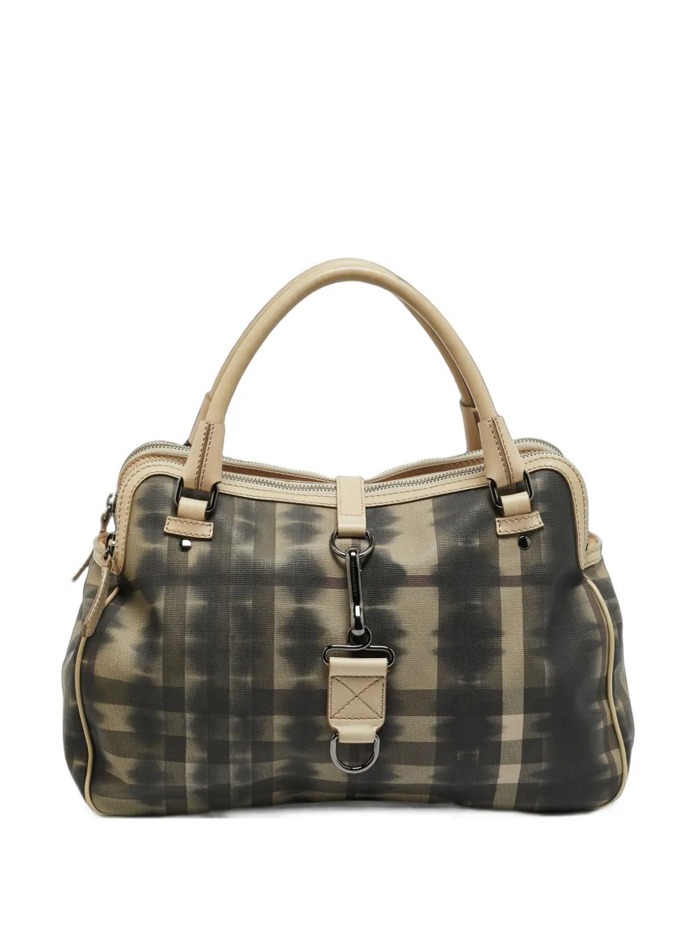 Smoked Check double-zip satchel bag