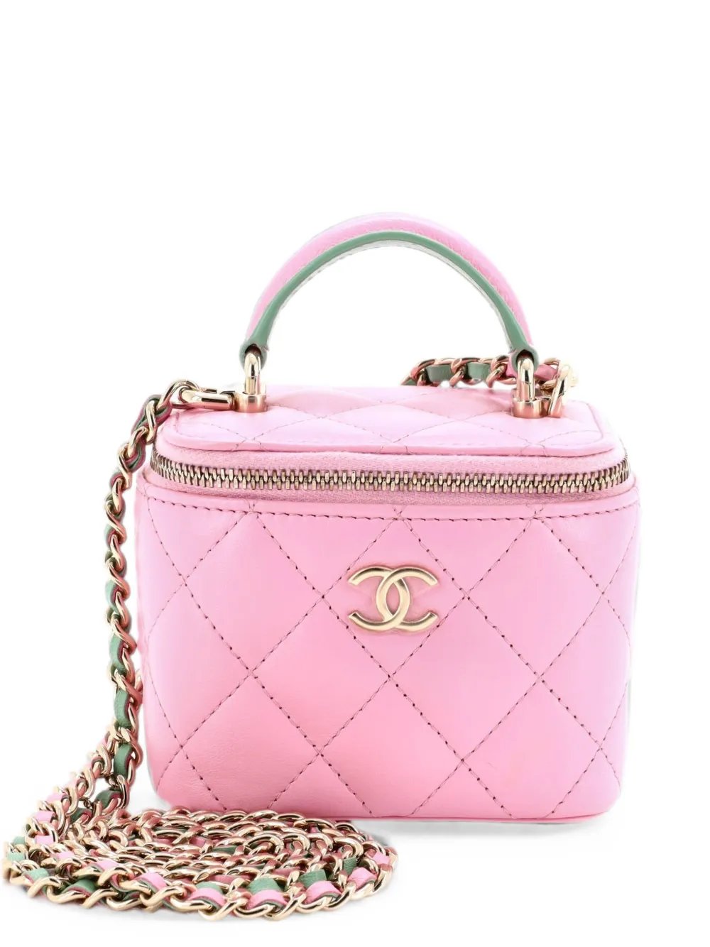 Classic Top Handle Vanity Case with Chain Quilted Lambskin Mini crossbody bag