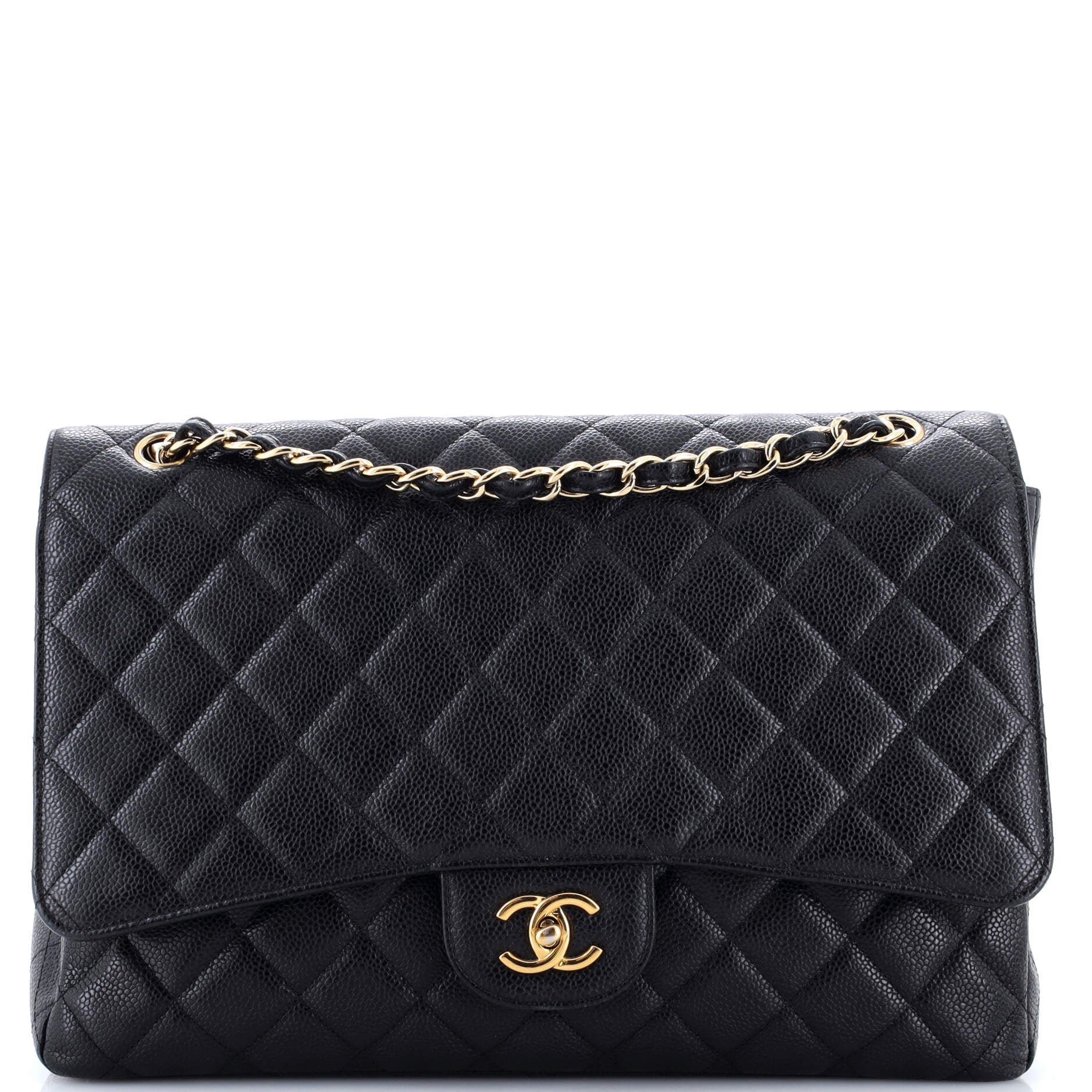 Vintage Classic Double Flap Bag Quilted Caviar Maxi