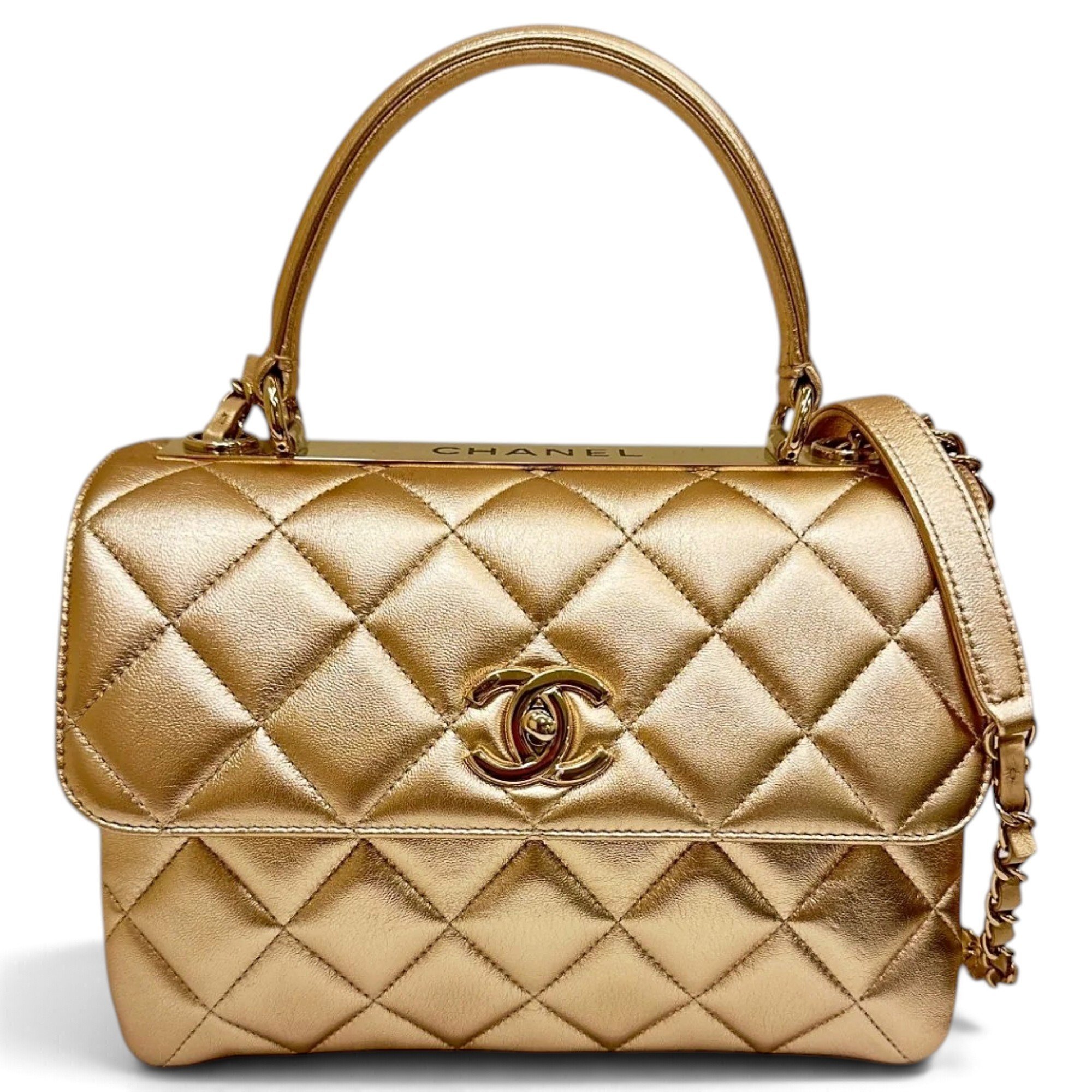 Trendy CC Top Handle leather handbag