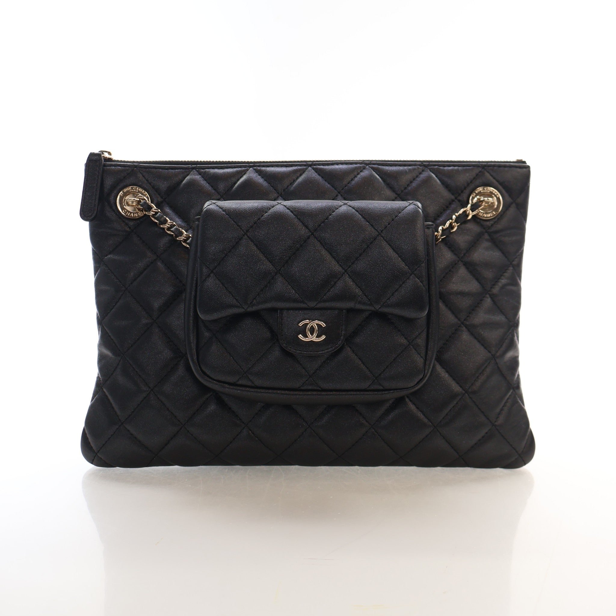 Chanel Lambskin Quilted CC Pouch with Mini Flap