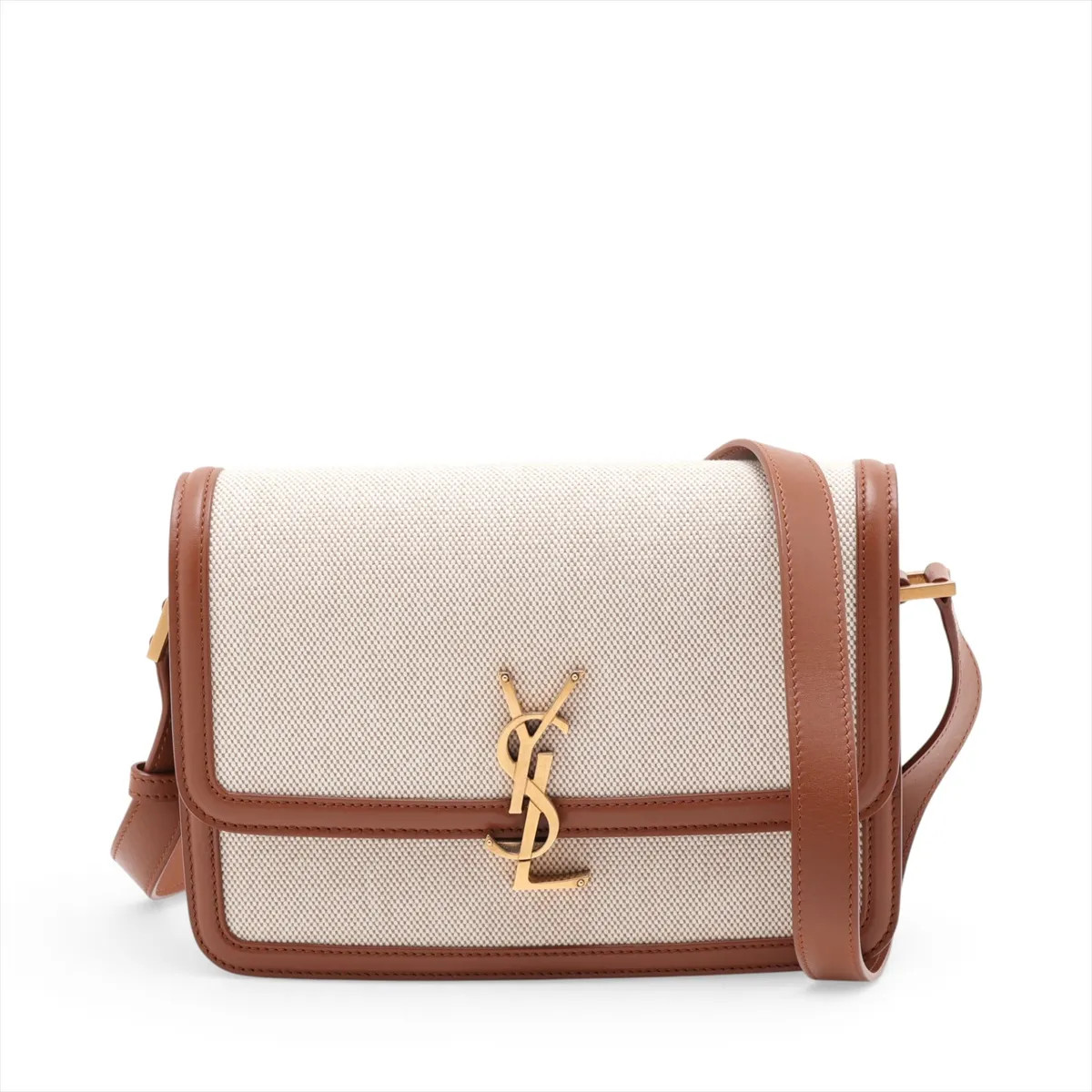 Saint Laurent Paris Solferino 634305 Canvas & Leather Shoulder bag Beige×Brown