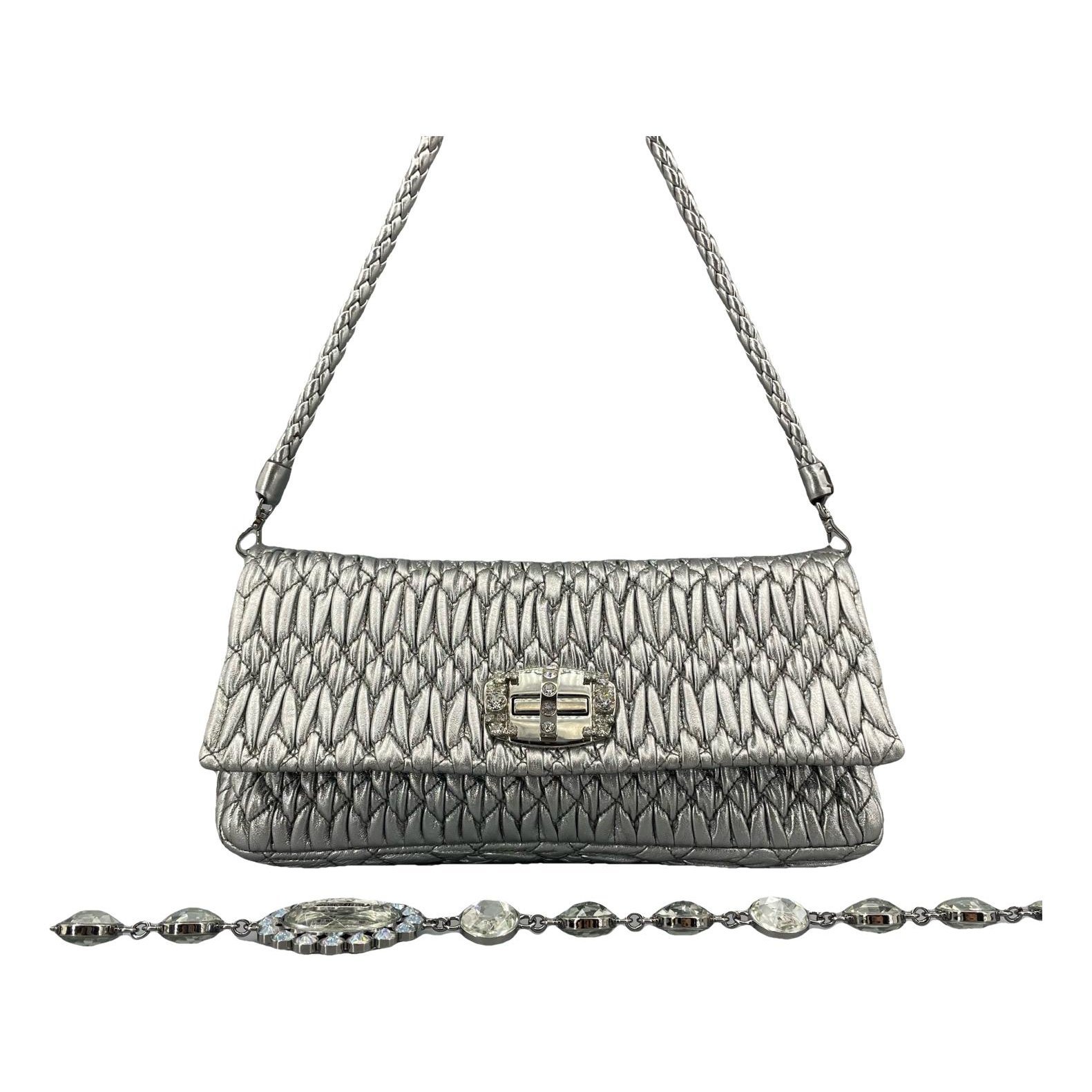 Miu Crystal leather handbag
