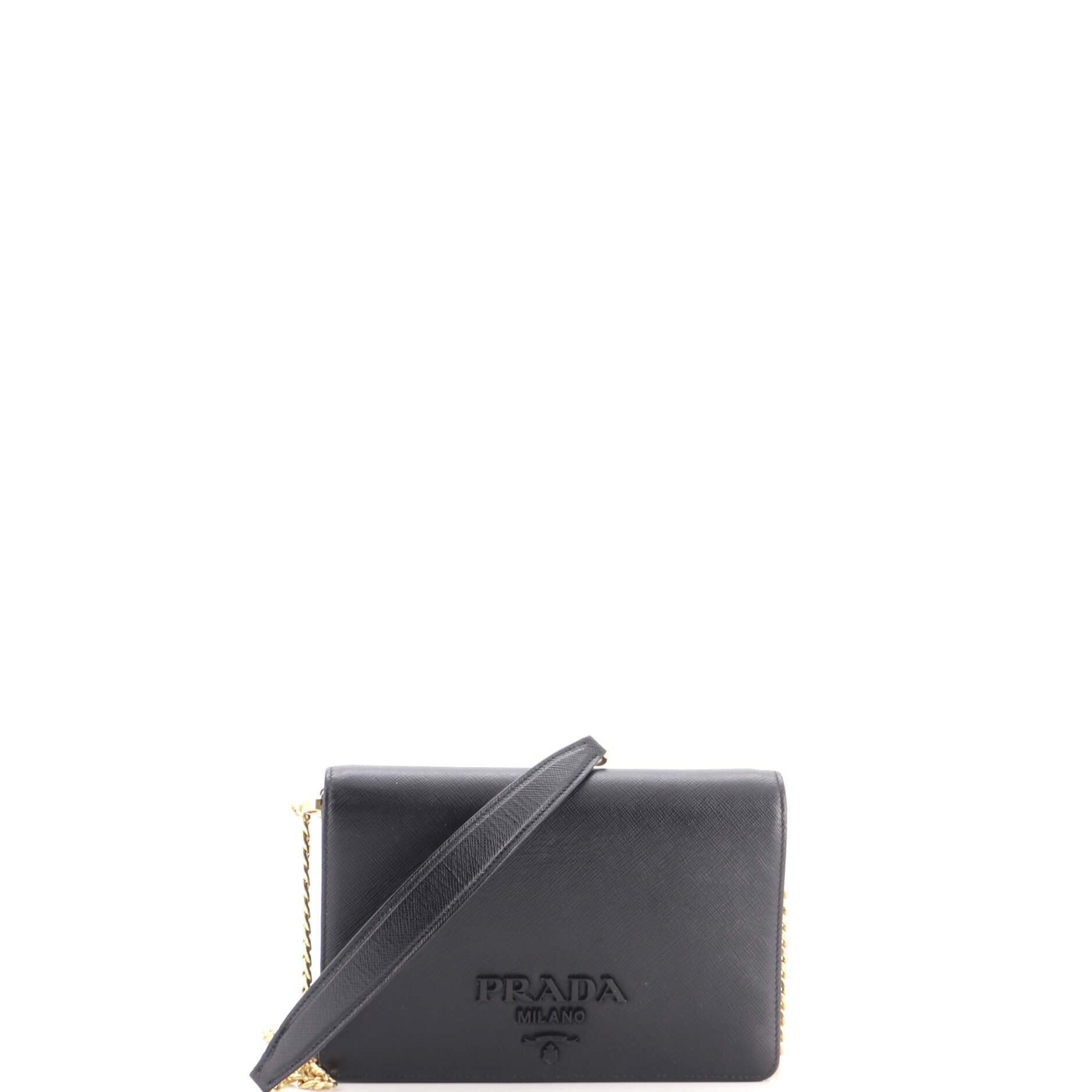 Monochrome Wallet on Chain Saffiano Leather Mini