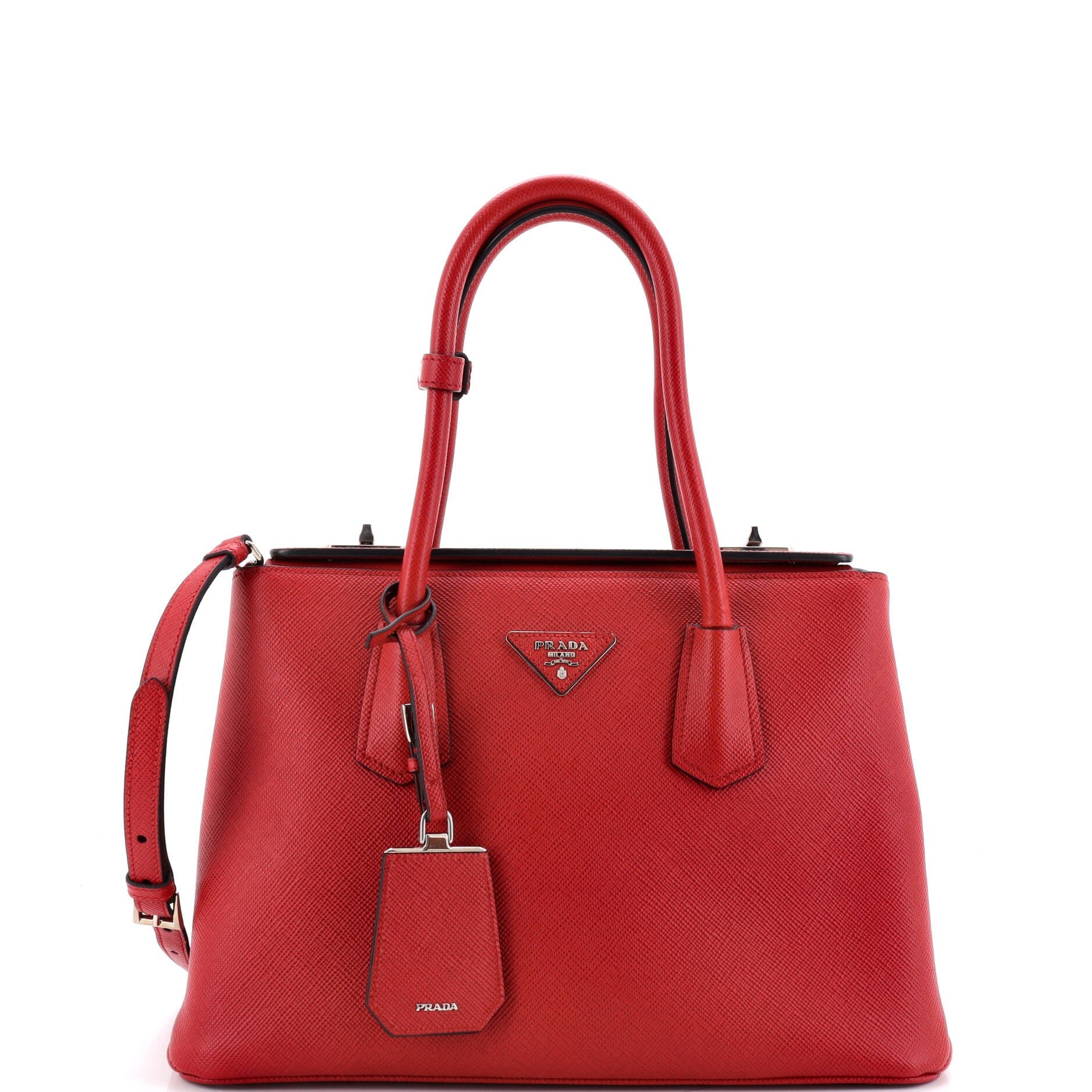 Turnlock Cuir Twin Tote Saffiano Leather Small