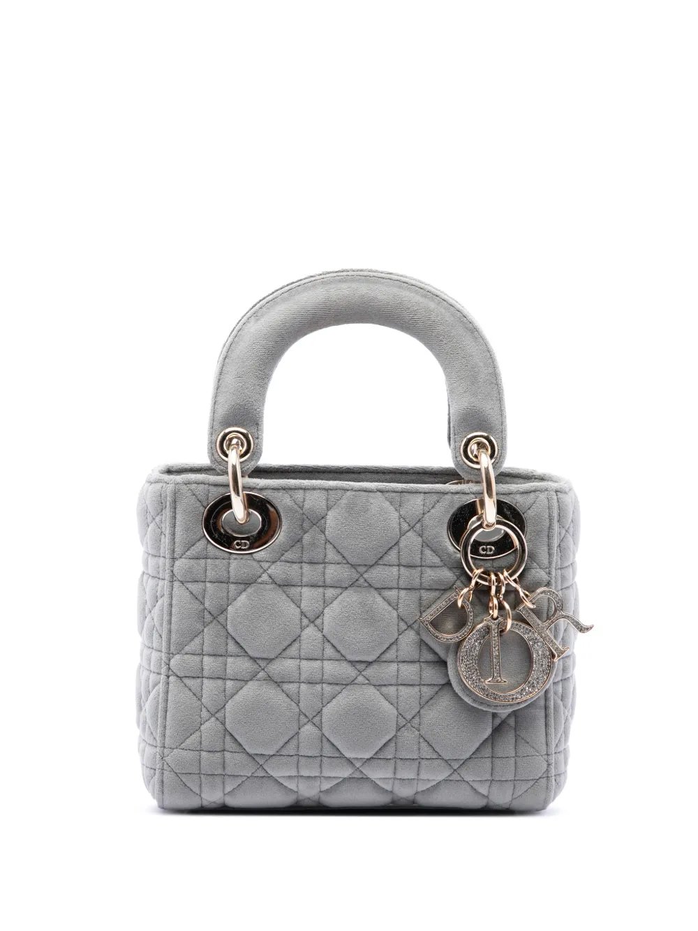 Dior 2019 Mini Velvet Cannage Lady Dior satchel