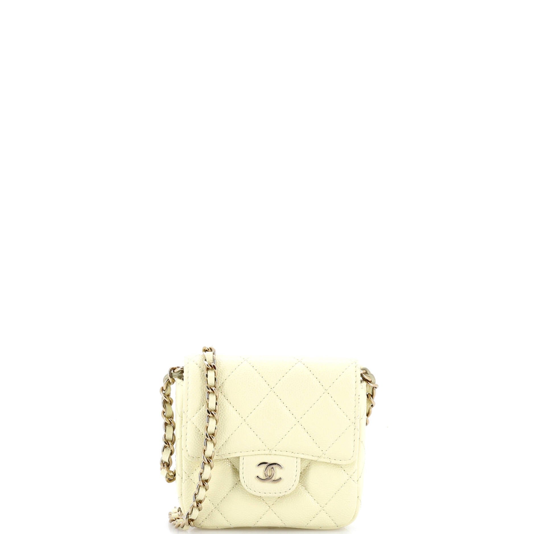 Classic Square Flap Clutch with Chain Quilted Caviar Mini