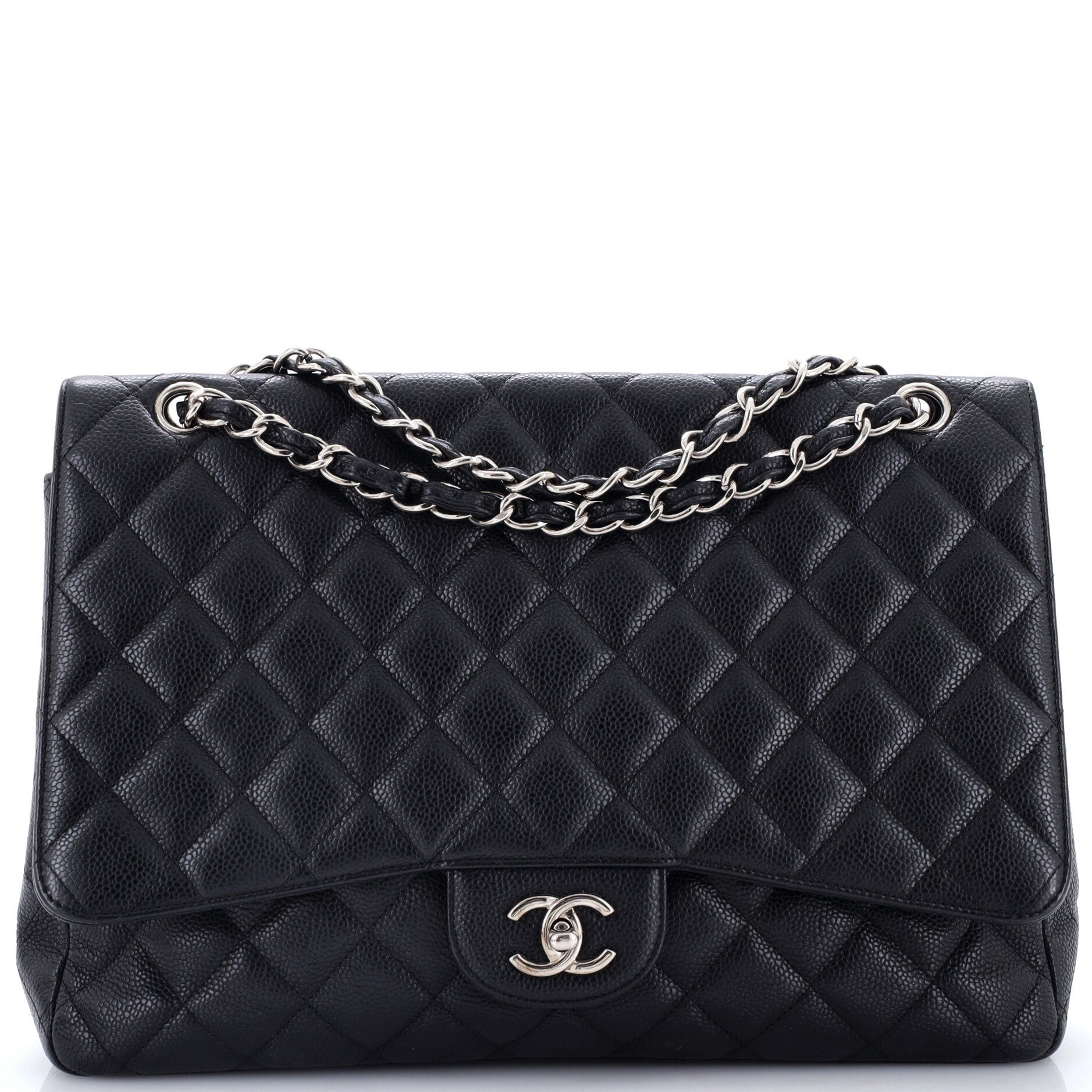 Classic Single Flap Bag Quilted Caviar Maxi