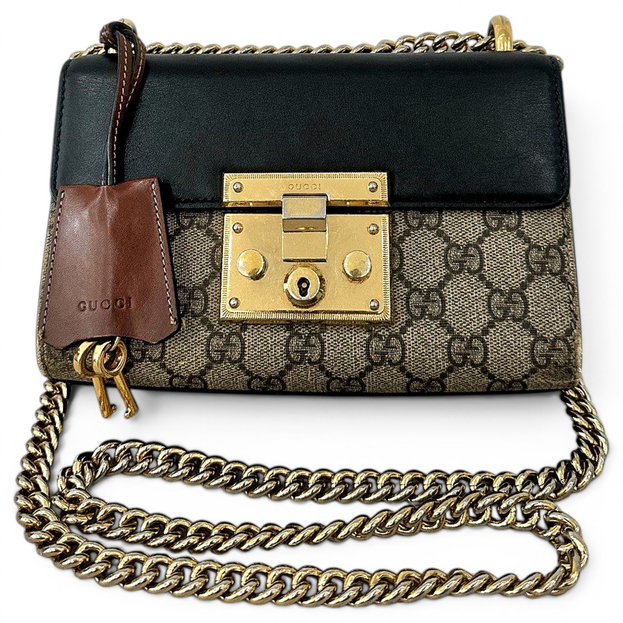 Padlock leather handbag