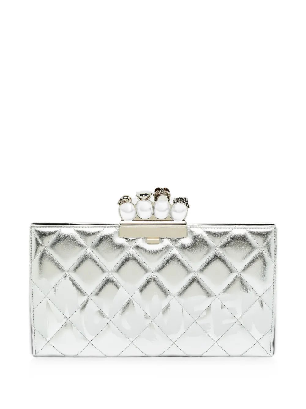 Jewelled Knuckle quilted clutch bag