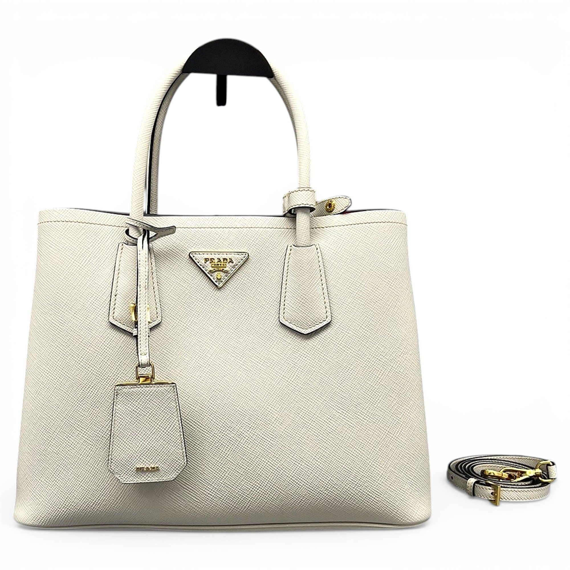 Double leather handbag