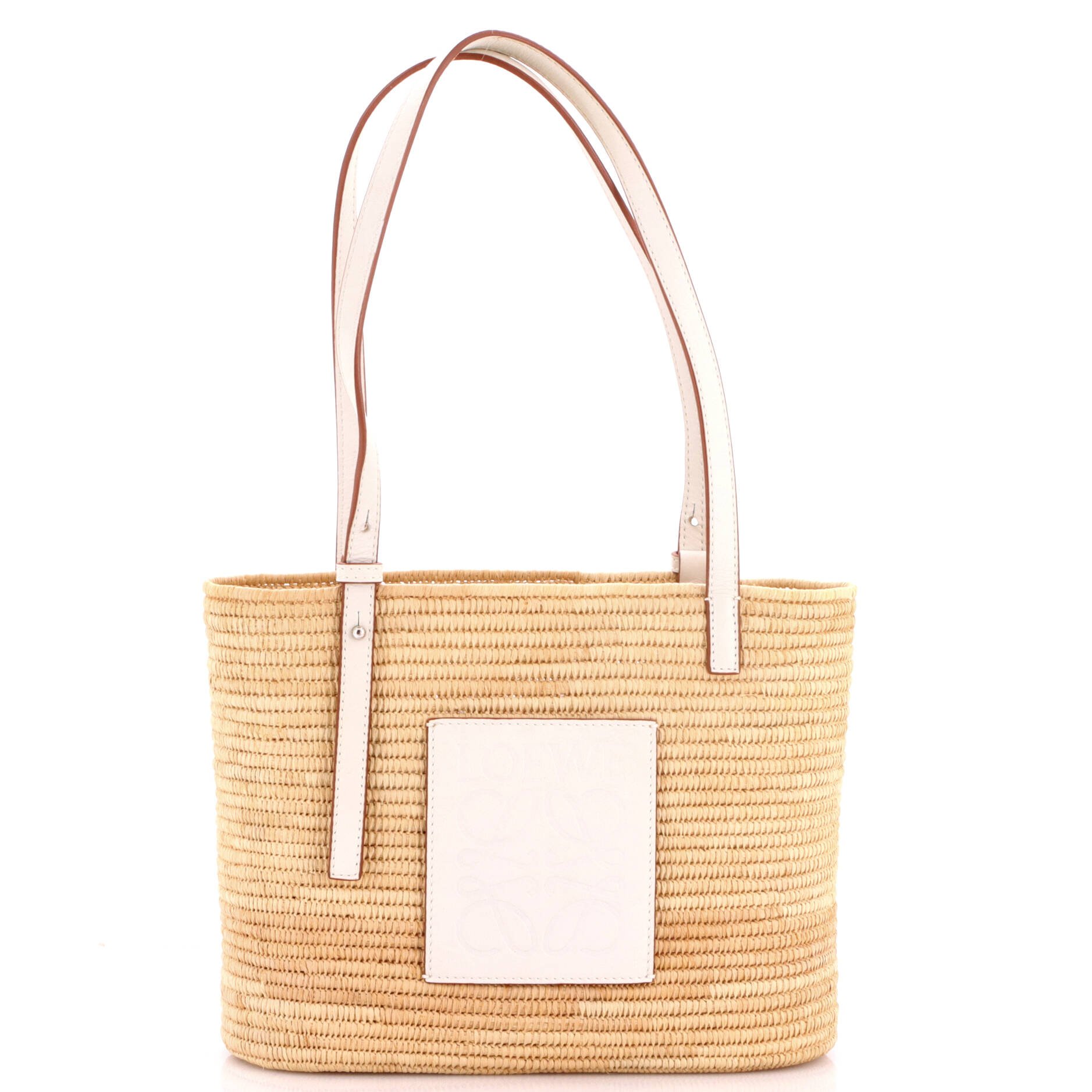 Square Basket Tote Woven Raffia Small
