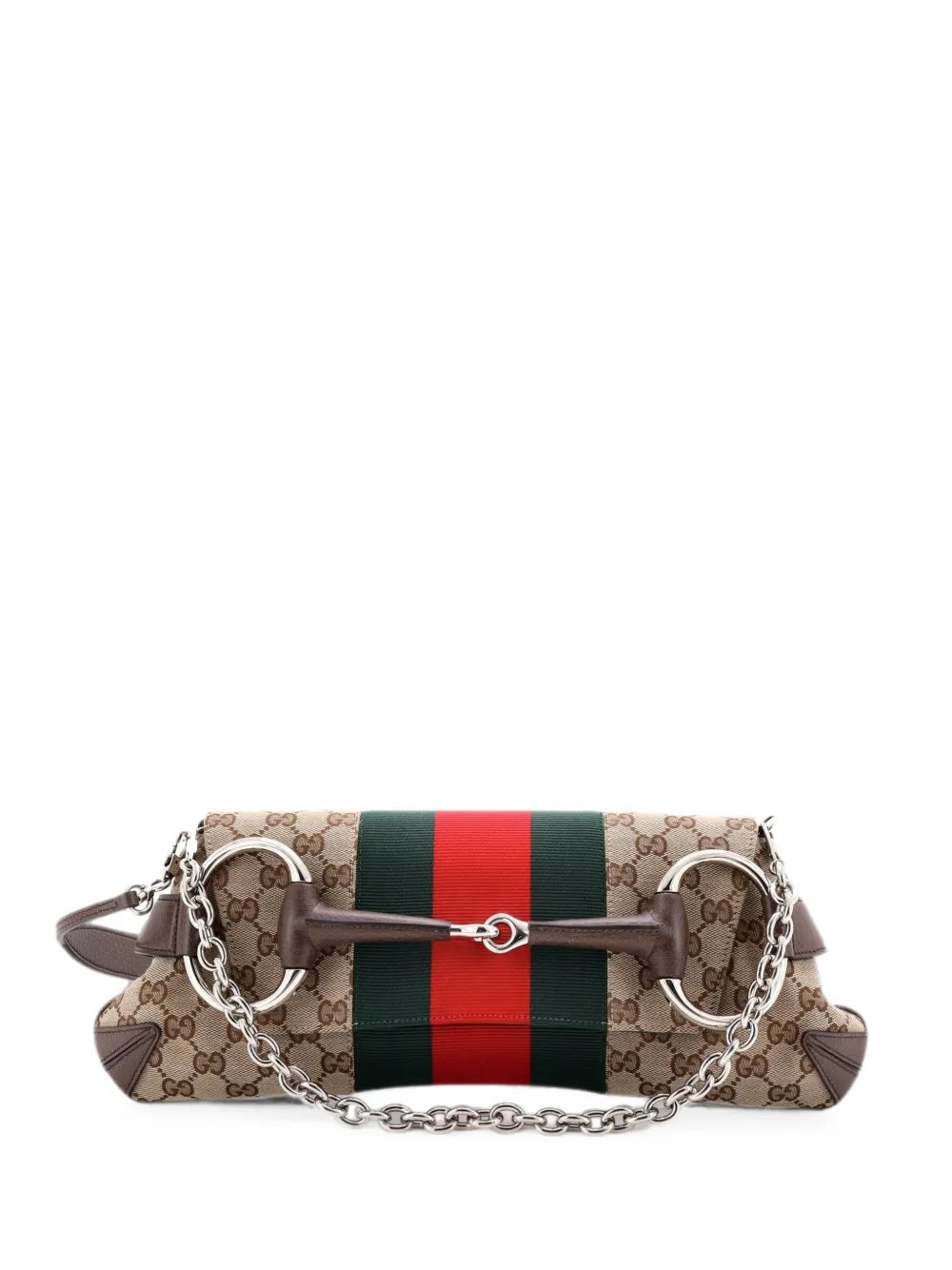 Horsebit NM Web Chain Clutch GG Canvas Medium shoulder bag