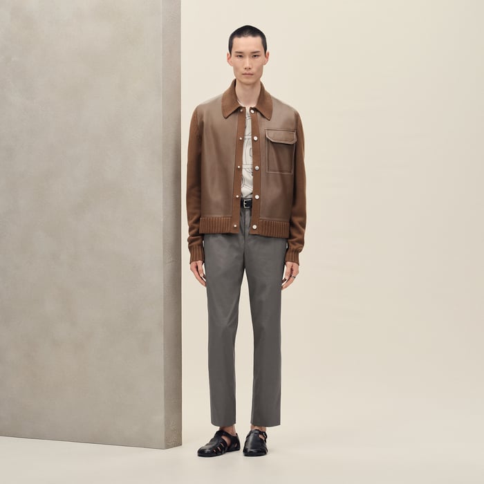 Caramel "Devant Cuir" Buttoned Jacket