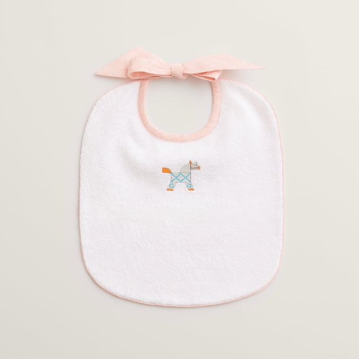 Rose Pâle Animaux Nattes Bib