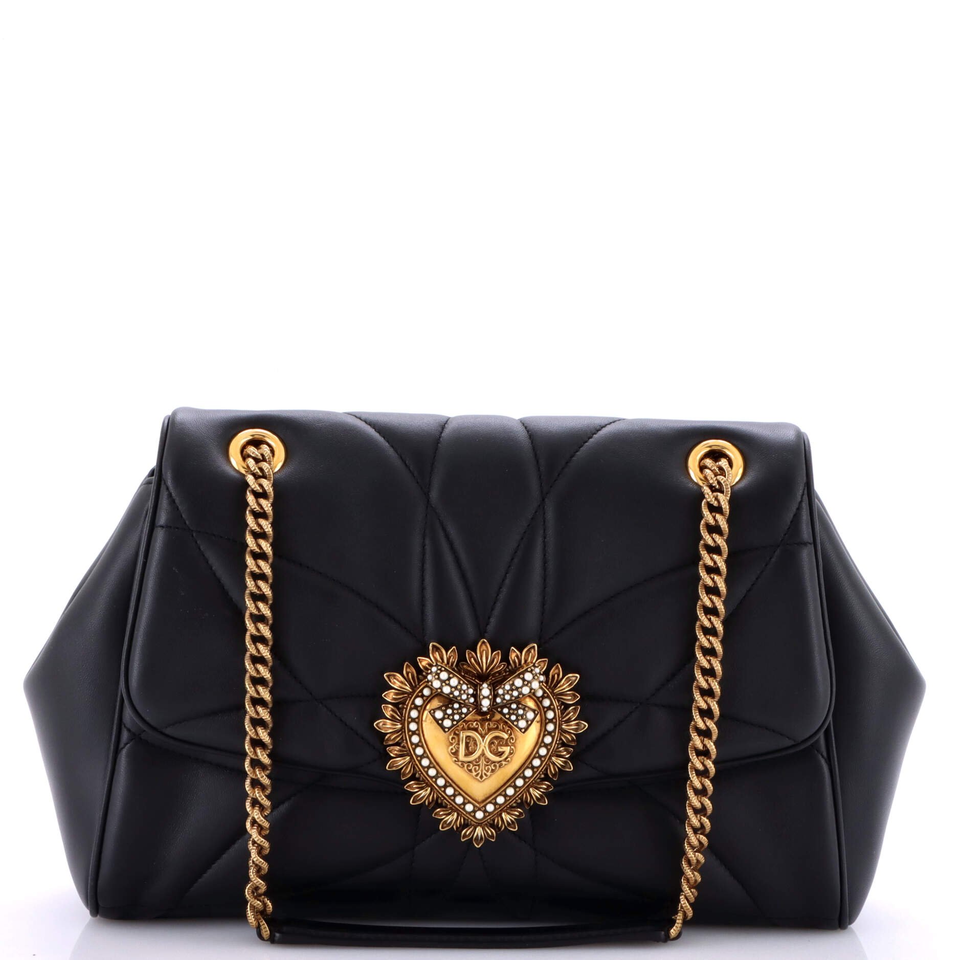 Dolce & Gabbana Devotion Soft Shoulder Bag Quilted Leather Large
