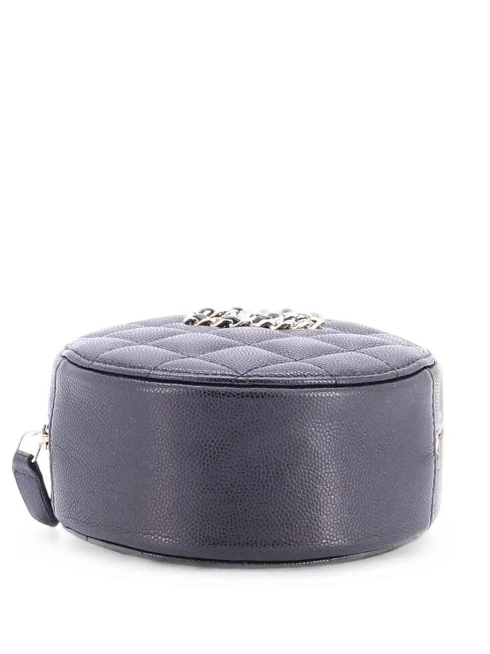 French New Wave Round Clutch with Chain Quilted Caviar crossbody bag