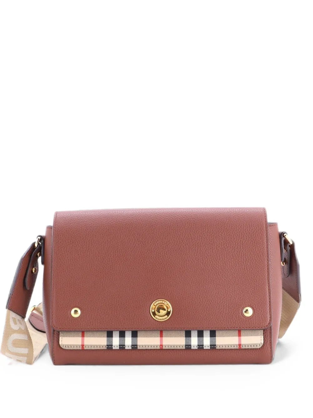 Note Leather with Vintage Check Canvas Medium crossbody bag