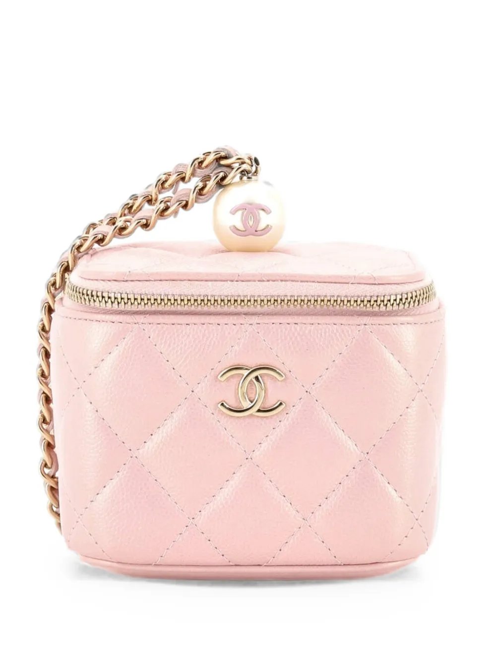 Classic Pearl Vanity Case with Chain Quilted Caviar Mini clutch bag