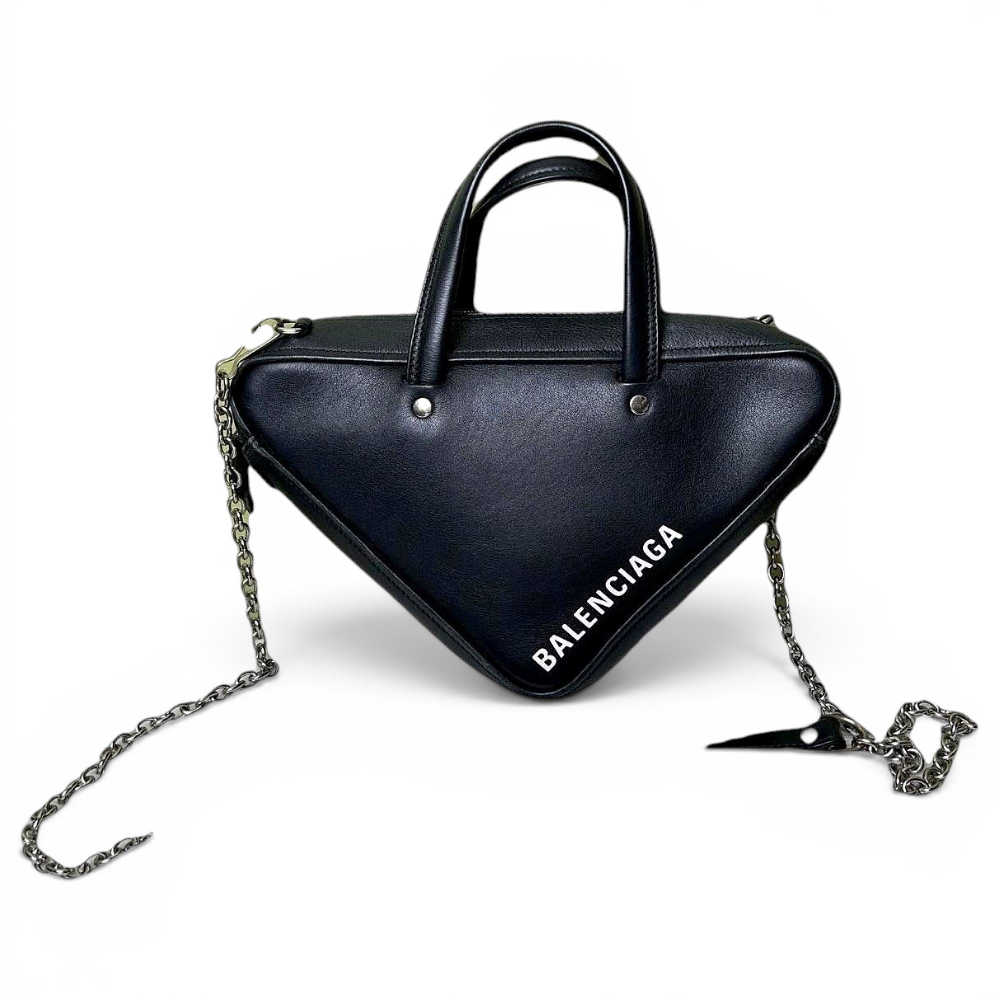 Triangle leather handbag