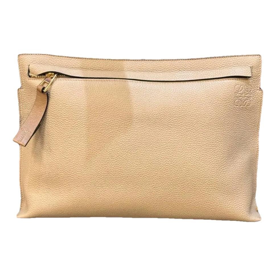 T Pouch leather clutch bag