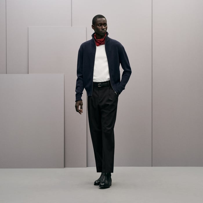 Marine "Maillon Chaine d'Ancre" Zipped Cashmere Jacket