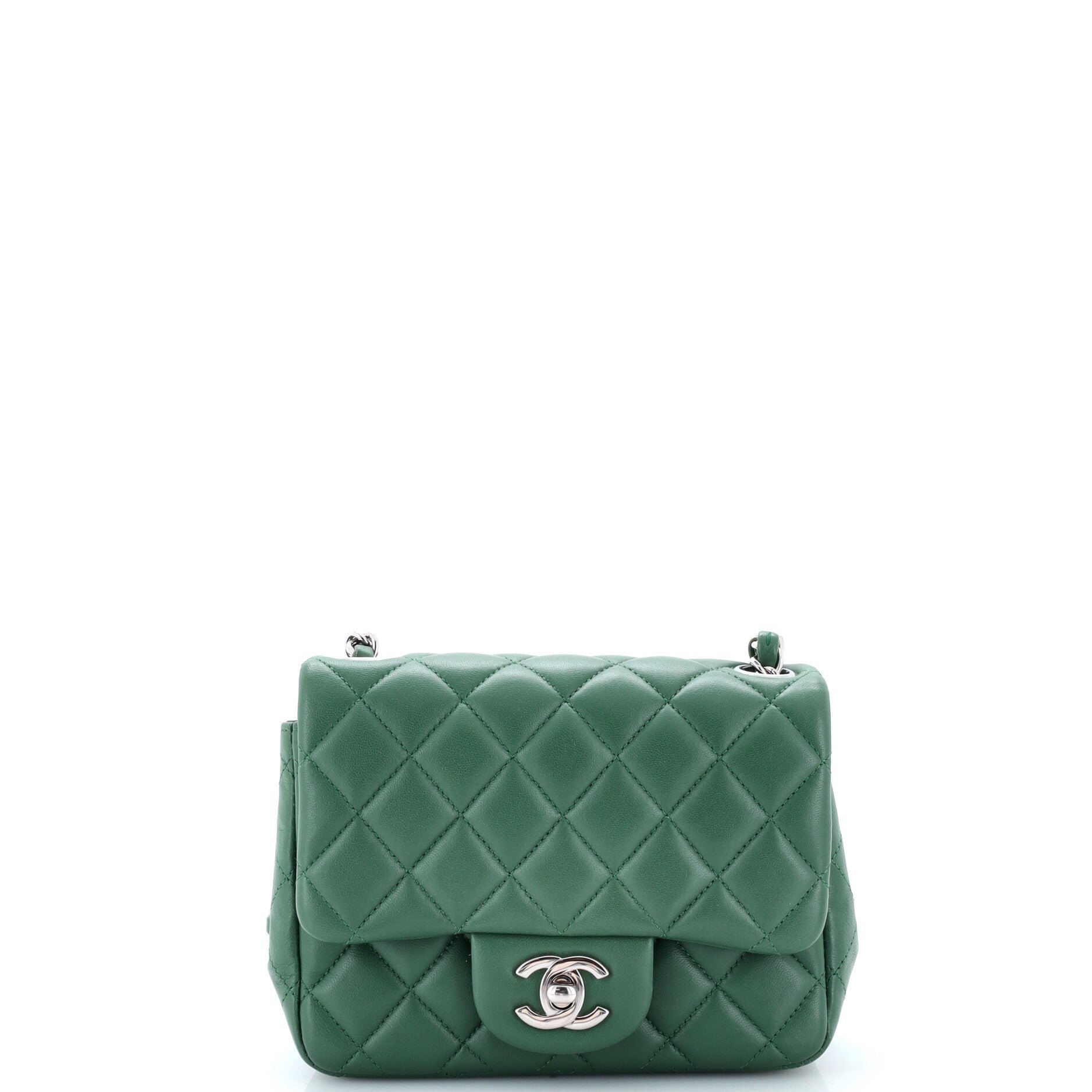 Square Classic Single Flap Bag Quilted Lambskin Mini