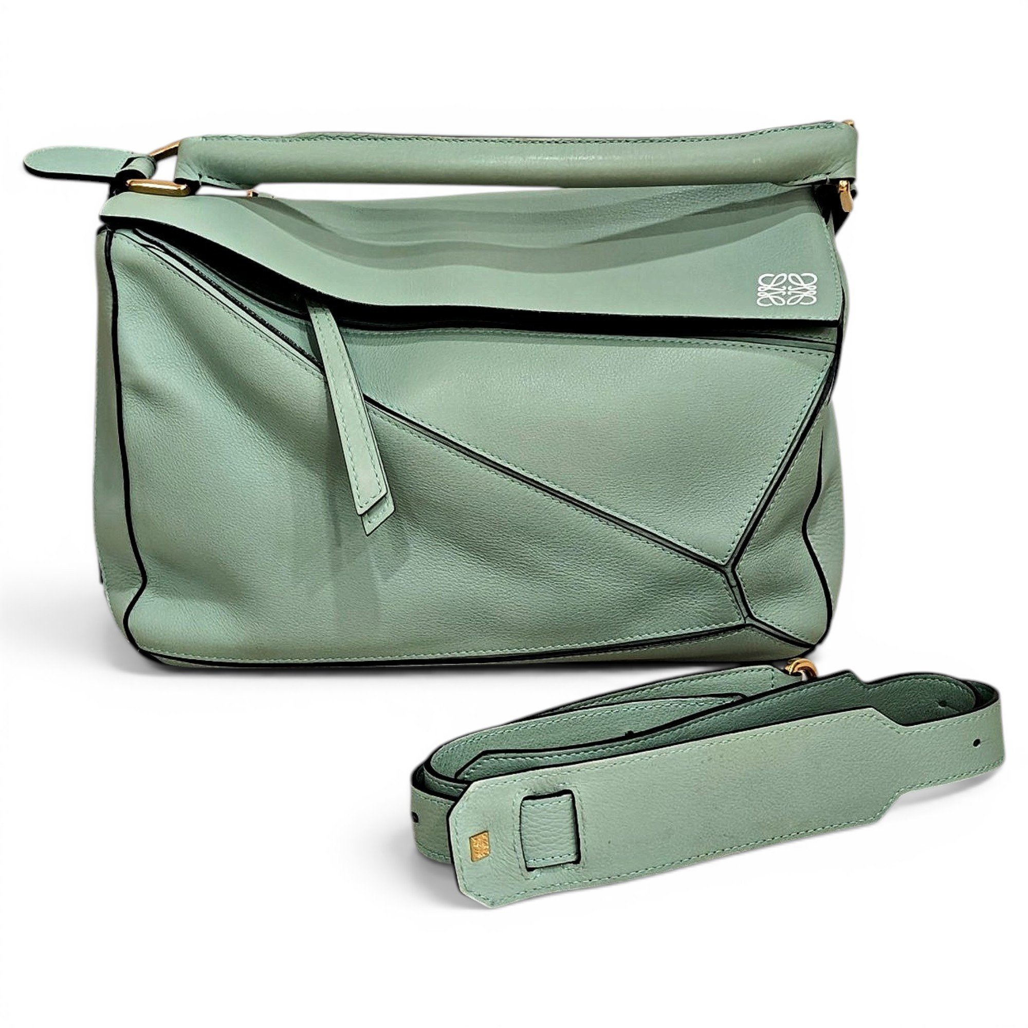 Puzzle leather handbag