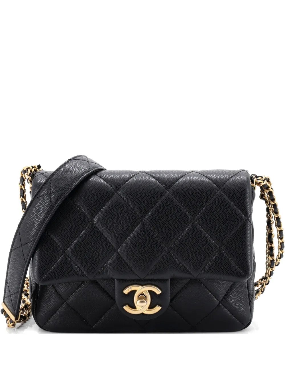 CC Triple Chain Flap Bag Quilted Caviar Small crossbody bag