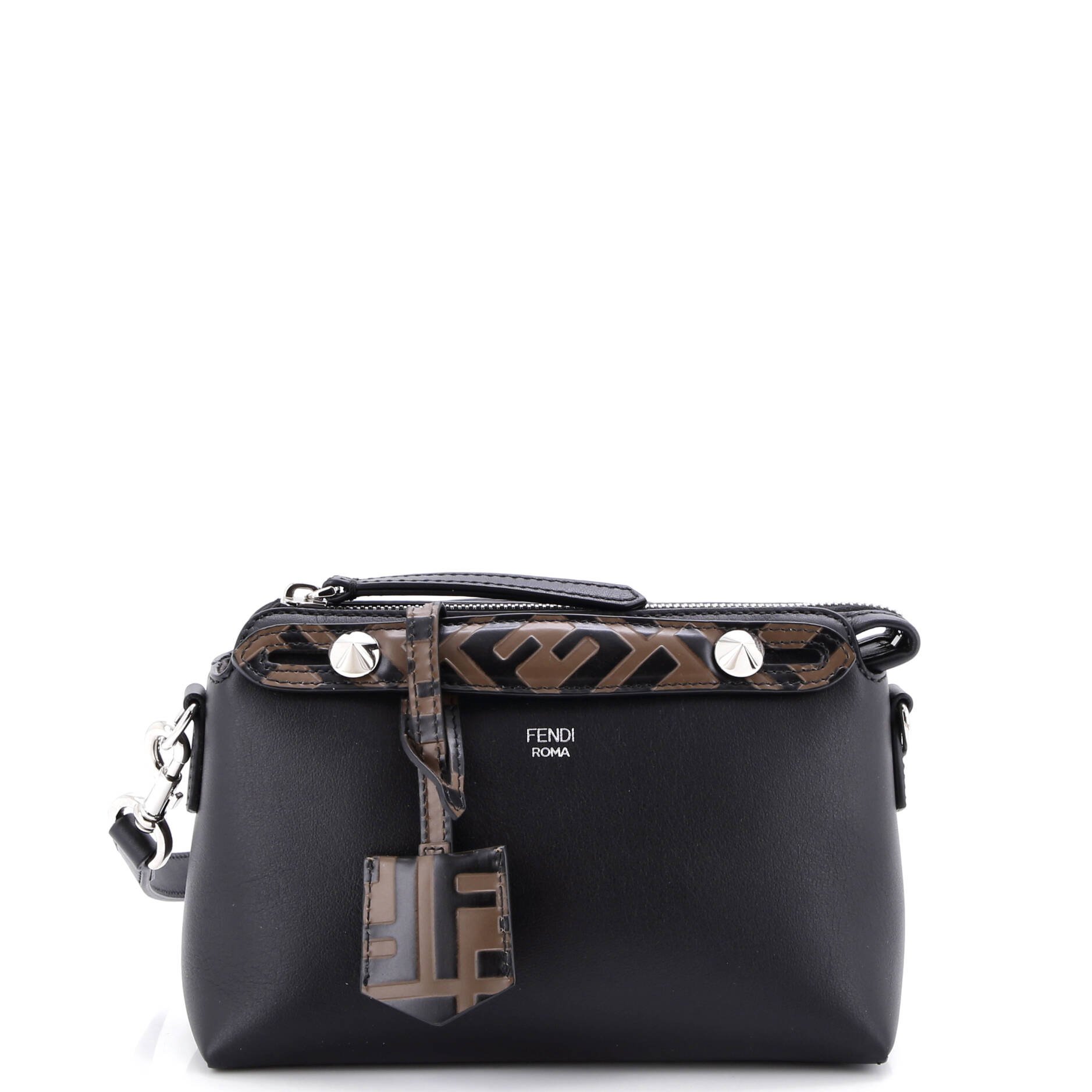 Fendi By The Way Satchel Leather with Zucca Embossed Detail Mini