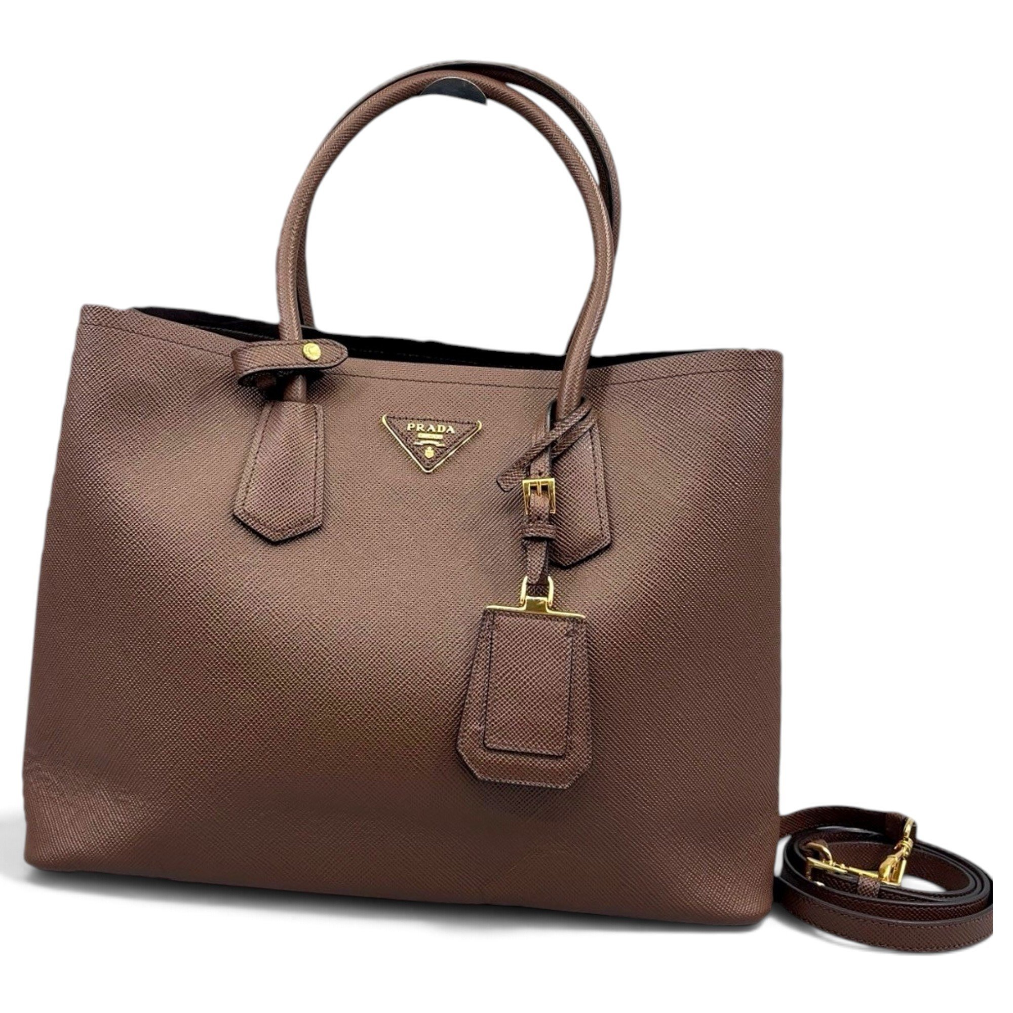 Double leather handbag