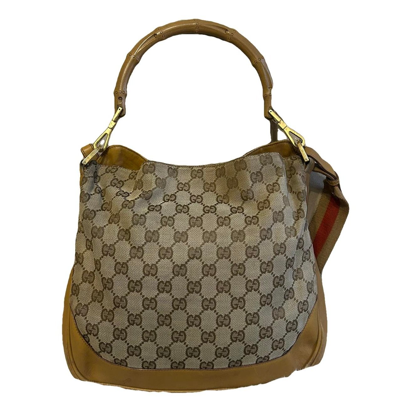 Gucci Vintage Bamboo Hobo cloth handbag