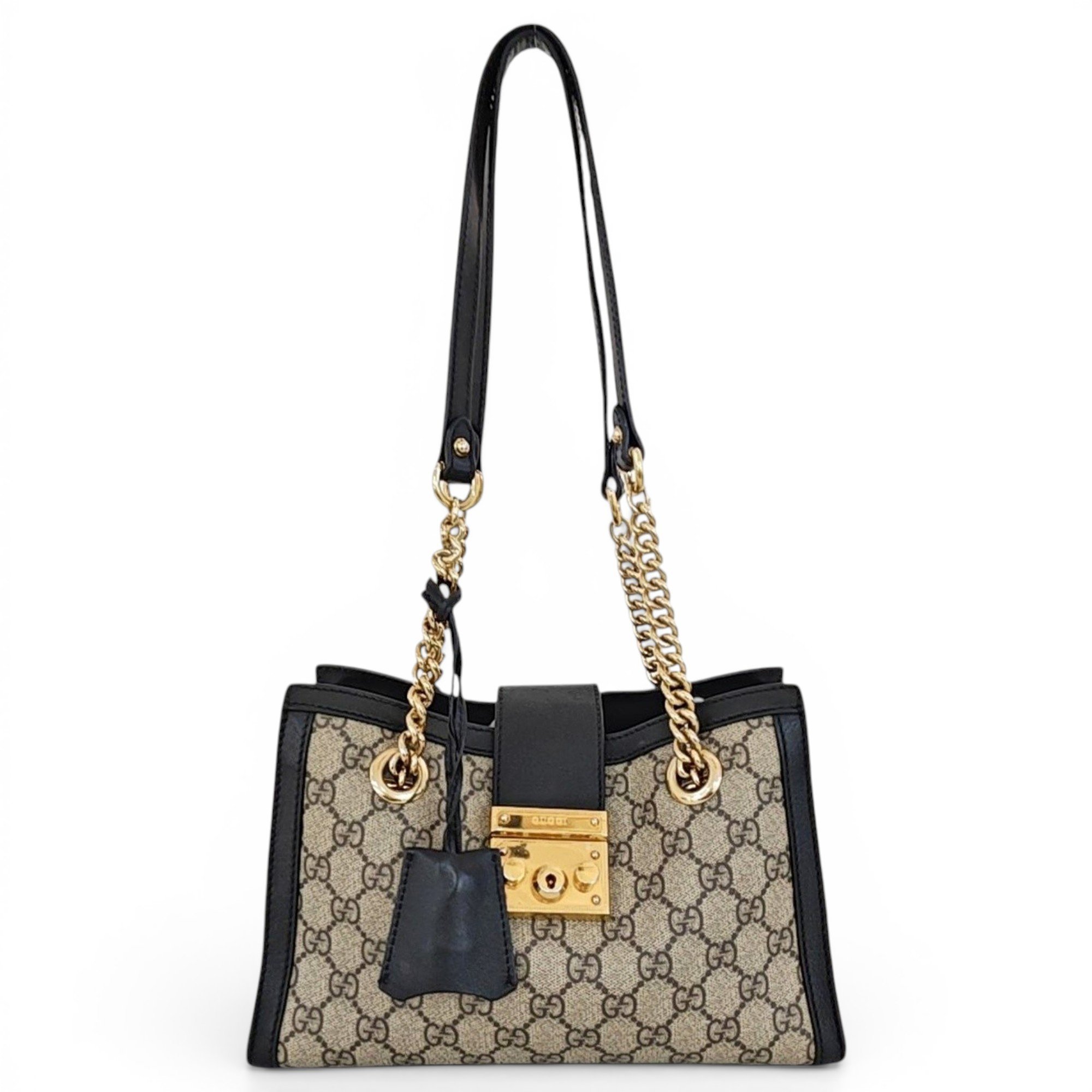 Padlock leather handbag