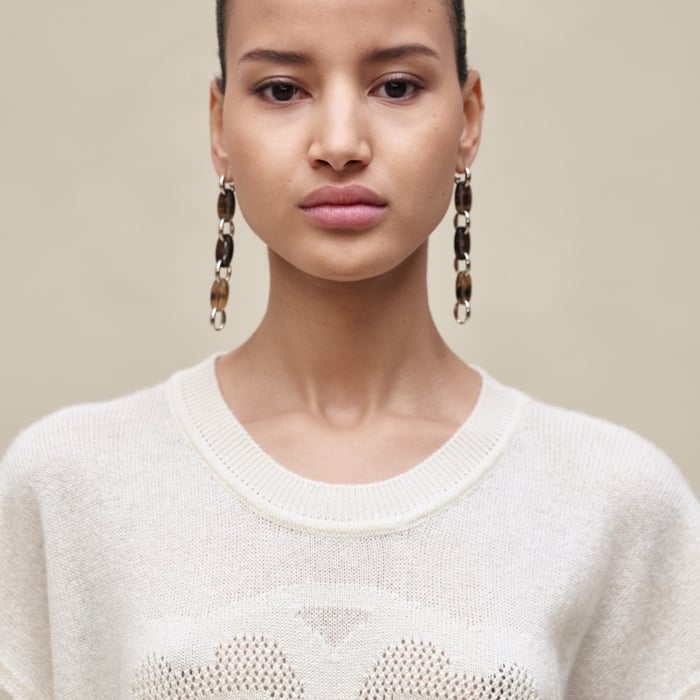 Blanc Naturel Cashmere "l'Enseigne Du Sellier" Sleeveless Sweater