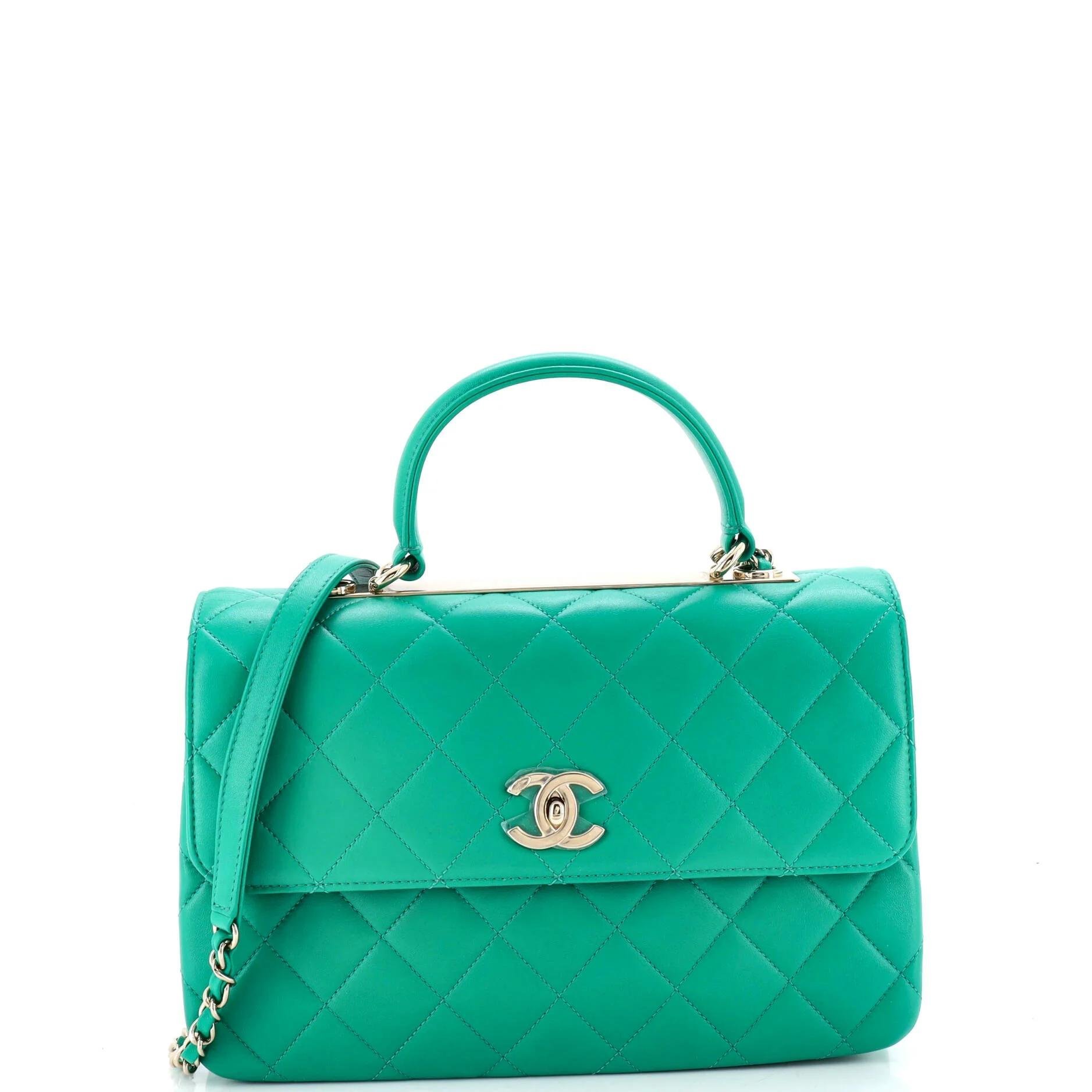 Trendy CC Top Handle leather handbag